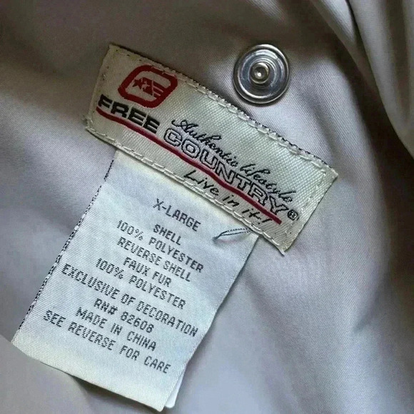 Vintage REVERSIBLE faux fur‎ hooded winter jacket XL cream Free Country - Picture 3 of 9